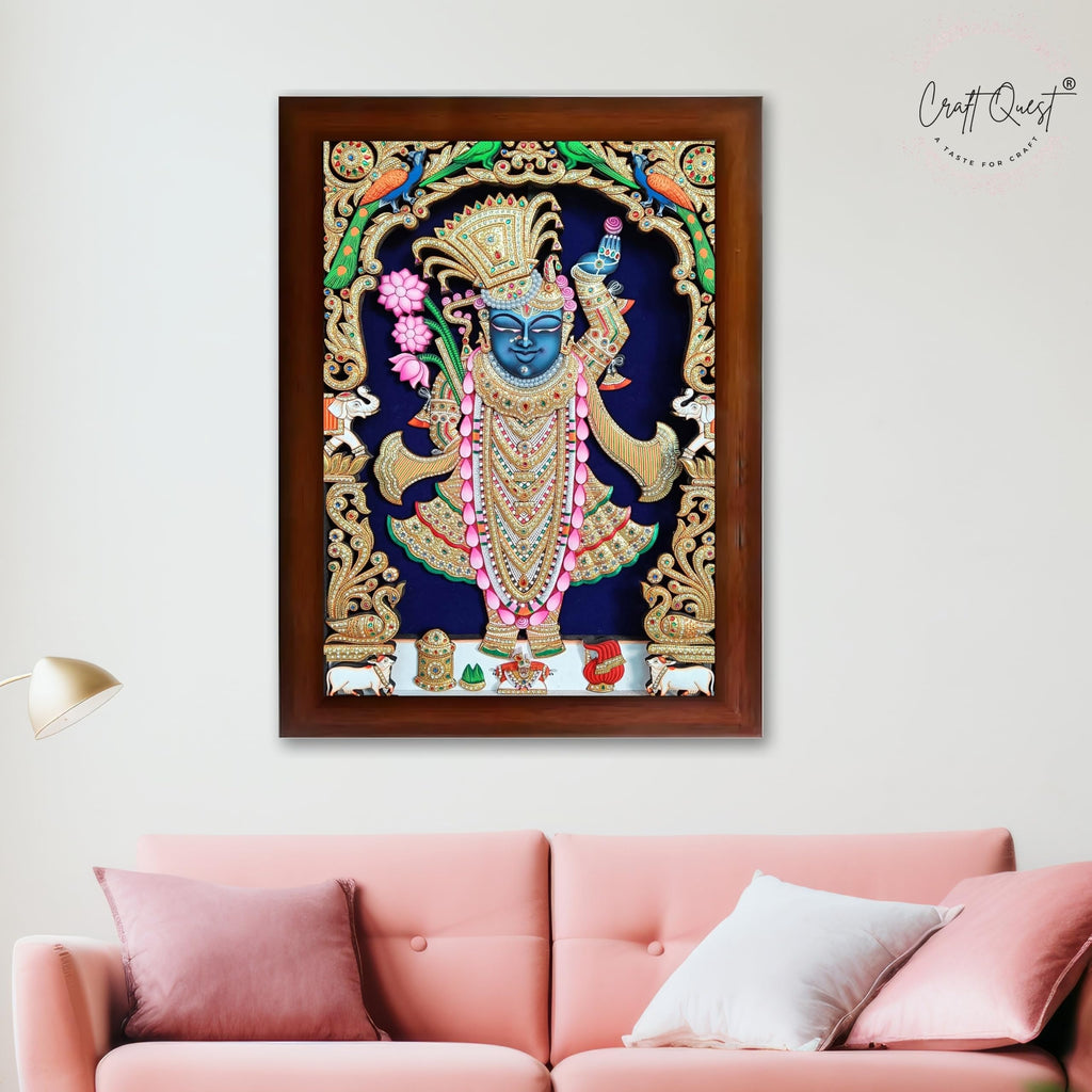CRAFT QUEST Shreenath ji shree nathaji bhagvan Photo Frame for Wall Hanging/Gift/Temple/puja Room/Home Decor Frame with Unbreakable Acrylic Glass