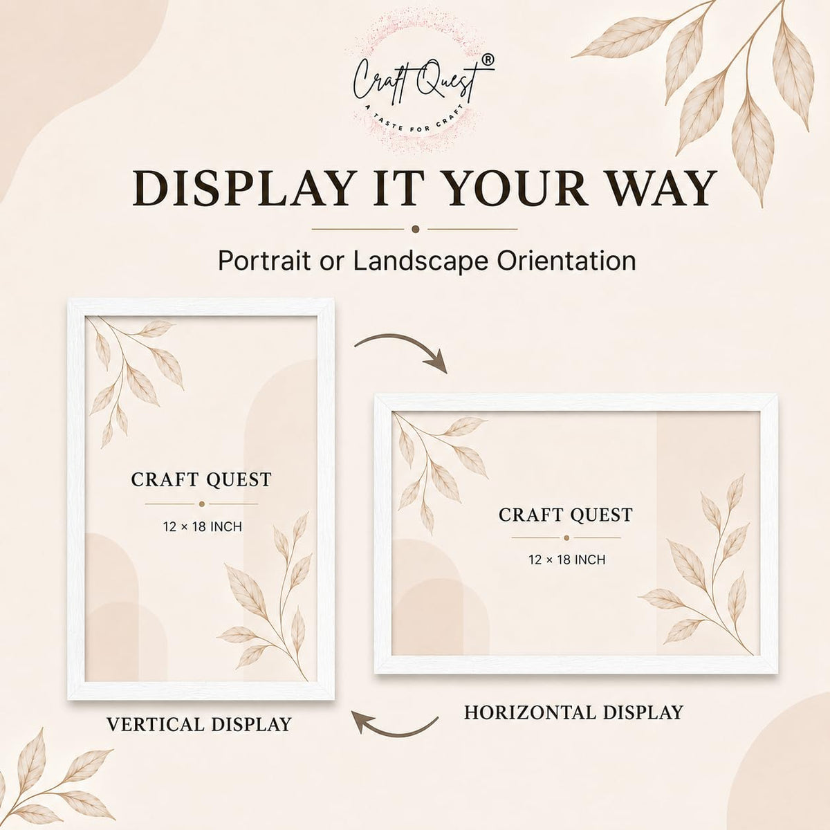CRAFT QUEST 4X6 Inch Size synthetic Wall Mount Photo frames Single For Home Decoration, Living Room, Office Decoration (Natural, Set of 1)