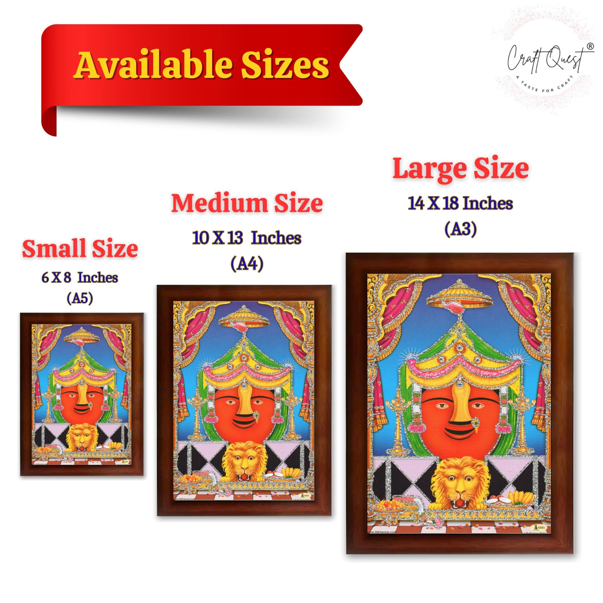 CRAFT QUEST Renuka mata Wooden Photo Frame With Acrylic Sheet For Worship/Pooja