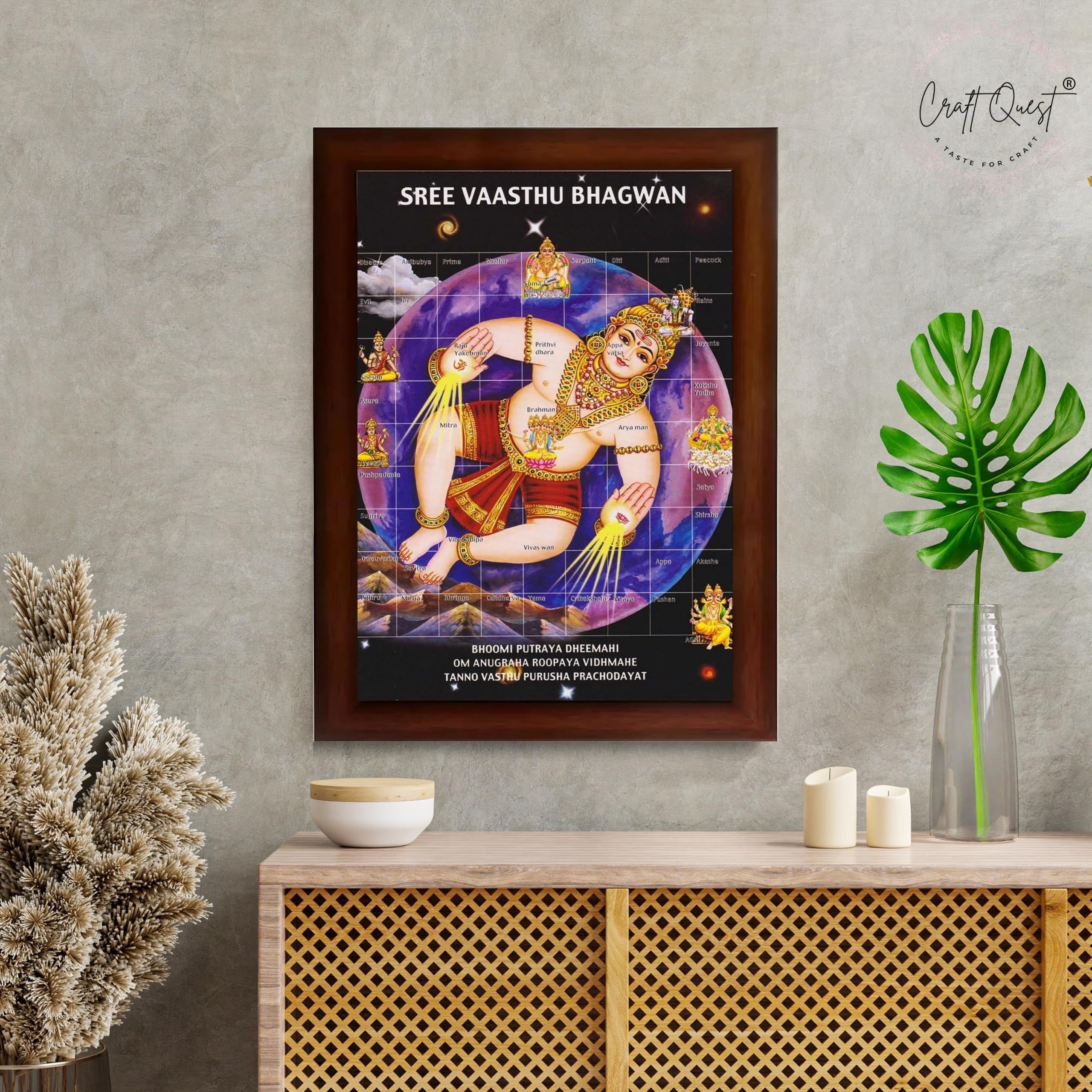 CRAFT QUEST Bhagwan Vastu Purush Bhagavan Vasthu Purusha Wall Painting Photo Framed Home Décor Best Gifting Item