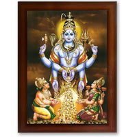 CRAFT QUEST Swarnakarshana Bhairava Swamy With Lakshmi Devi and Kuber Bhagwan Wall Photo Frame | South God Frame for Home, Office, Temple & Gifting