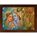 Craft Quest Radha Krishna Sparkle Coated Home Decorative Gift Item Framed Painting (10 X 14 Inches, Brown) RK1013-109