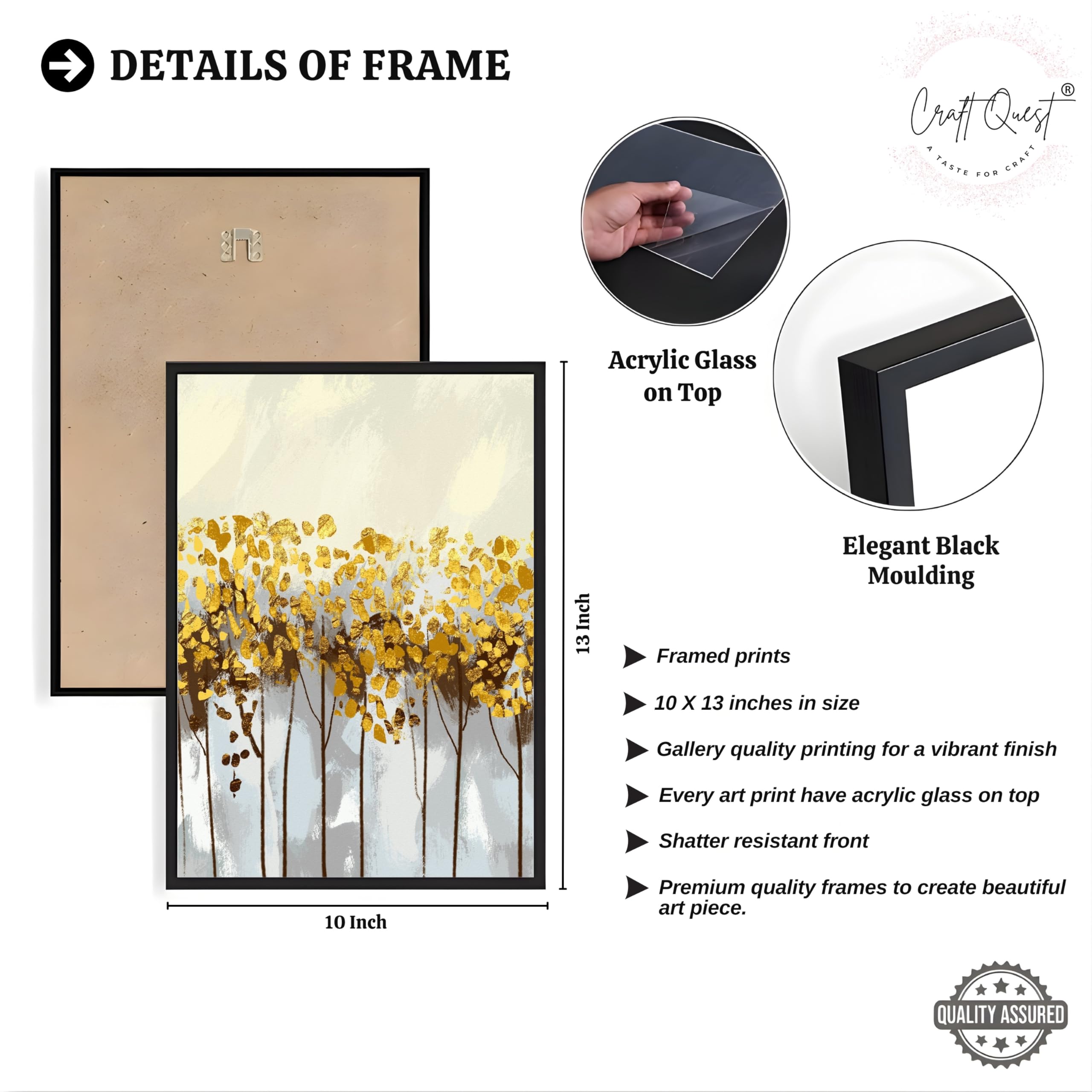 CRAFT QUEST Modern Art 3 SET Paintings Wall Art | Set of 3 Frames for Home Decoration | Ideal for Living Room, Bedroom & Offices