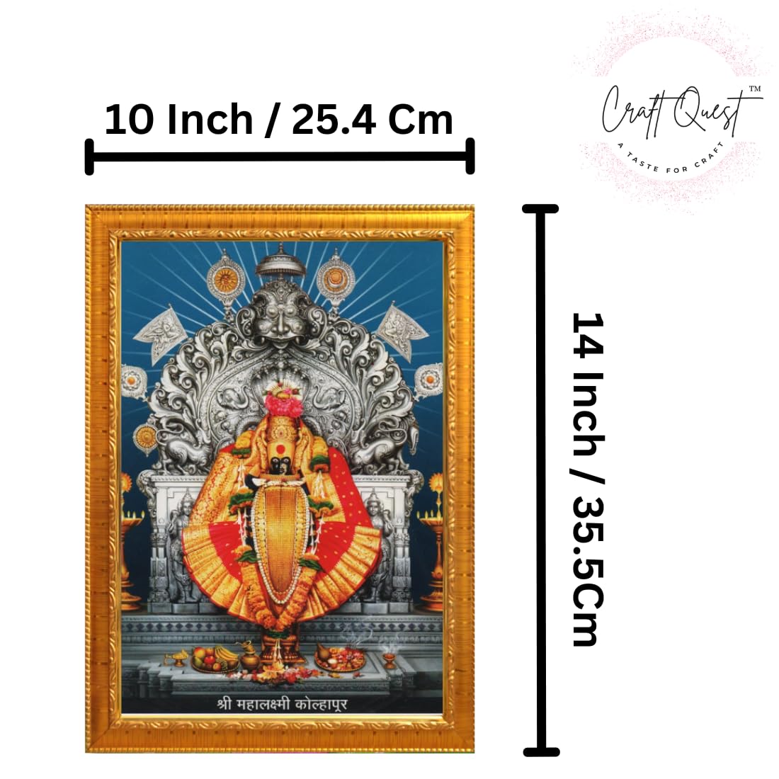 CRAFT QUEST Goddess MahaLakshmi Devi Kolhapur Wall Painting Frame with Acrylic glass Home Decor