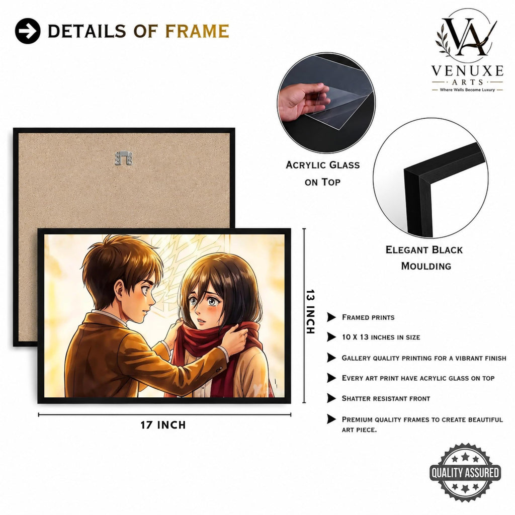 VENUXE ARTS Set Of 3 Anime Characters Wall Framed |Anime Characters Framed Poster for Living Room Bedroom Gaming Room Studio Wall Decor