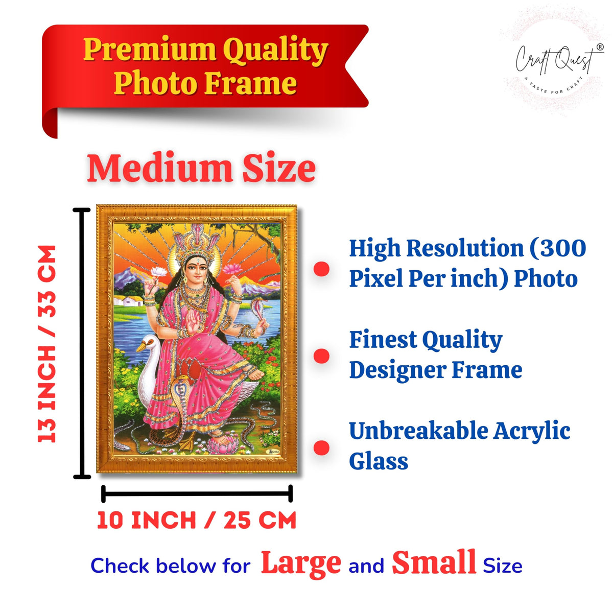 CRAFT QUEST Maa Mansa/Maa Mansani/Maa Nag Devi Photo Frame Wall Painting Home Decor wooden framed