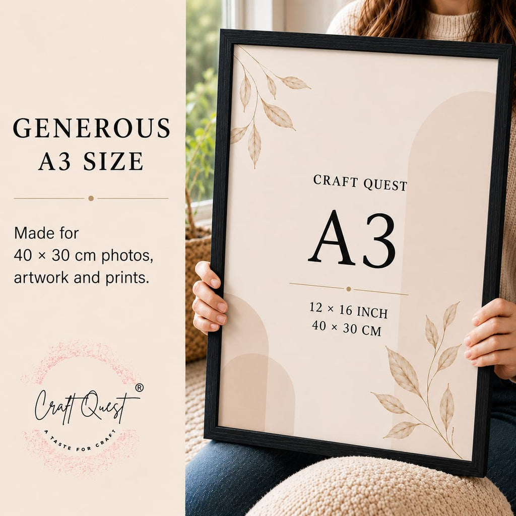 CRAFT QUEST 4X6 Inch Size synthetic Wall Mount Photo frames Single For Home Decoration, Living Room, Office Decoration (Natural, Set of 1)