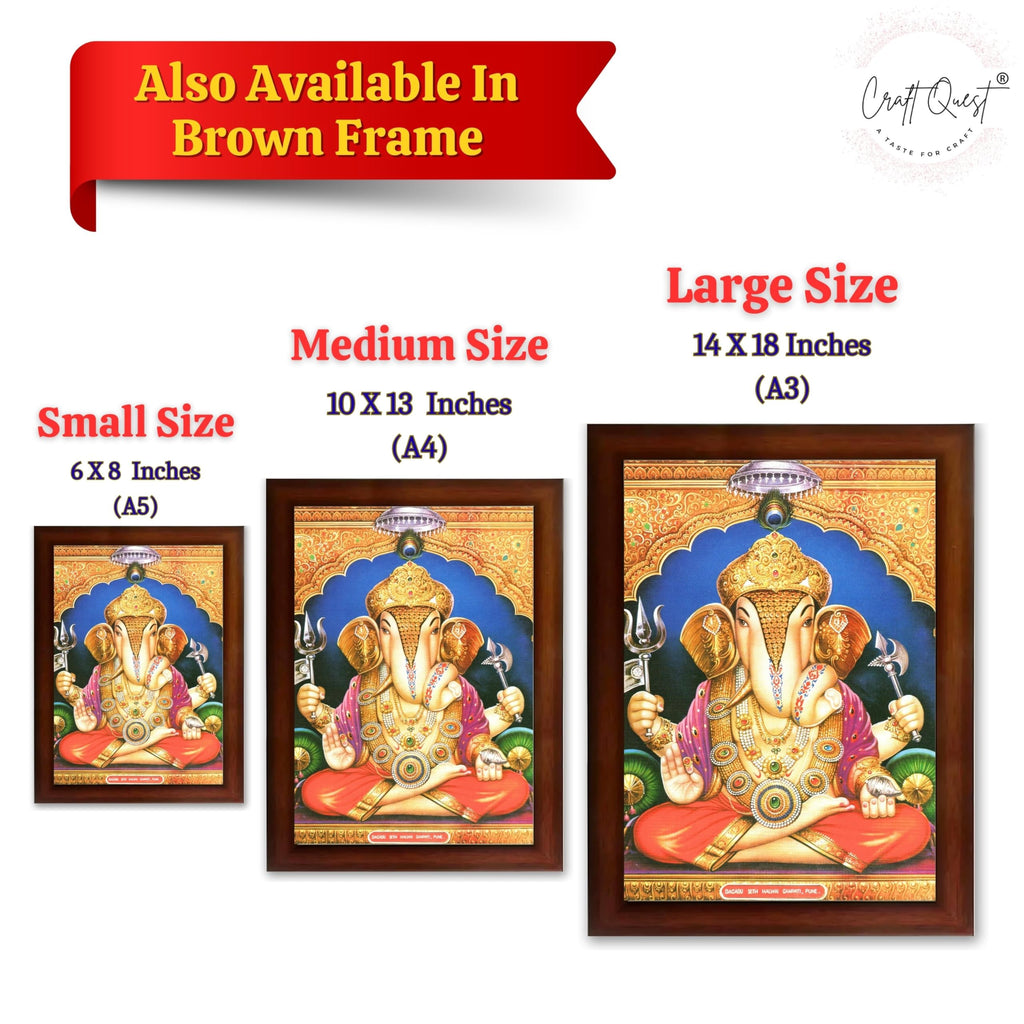 CRAFT QUEST Lord Ganesh ji Modern Wall Painting With Frame For Home pooja, and Office Decor,