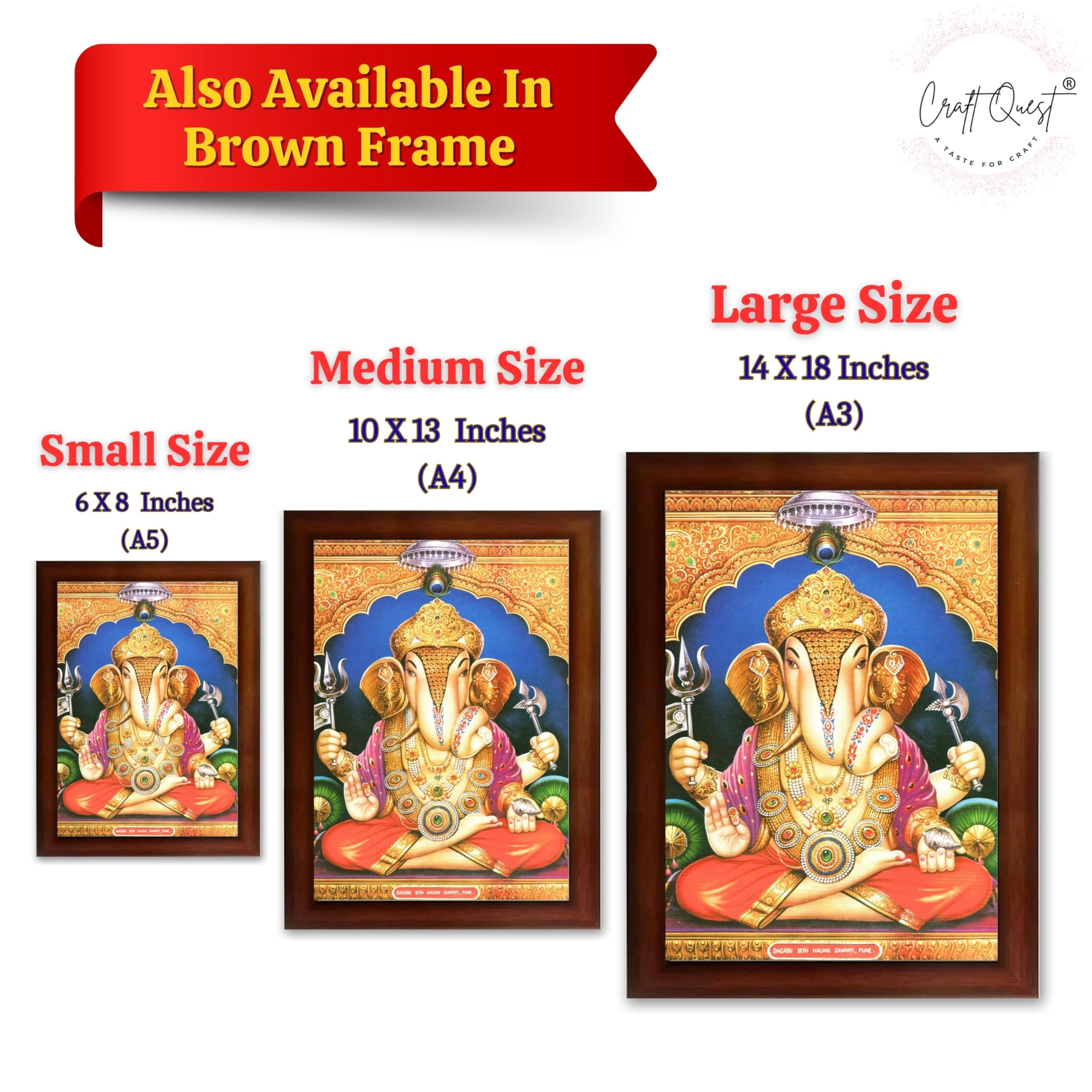 CRAFT QUEST Lord Ganesh ji Modern Wall Painting With Frame For Home pooja, and Office Decor,