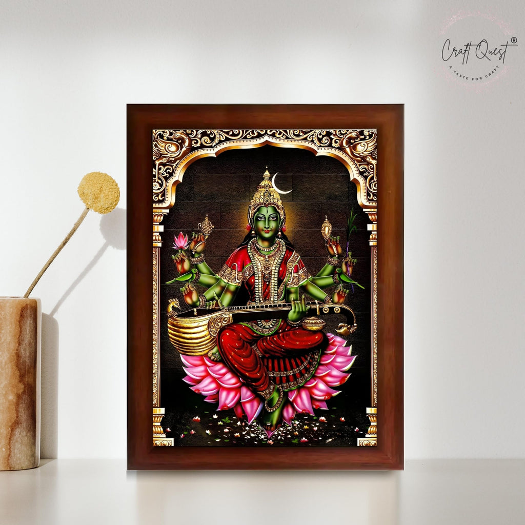 CRAFT QUEST Syamala Devi Shyamala Matangi Wall Painting Framed | South God Picture Frame for Home, Office, Temple & Gifting, Decor