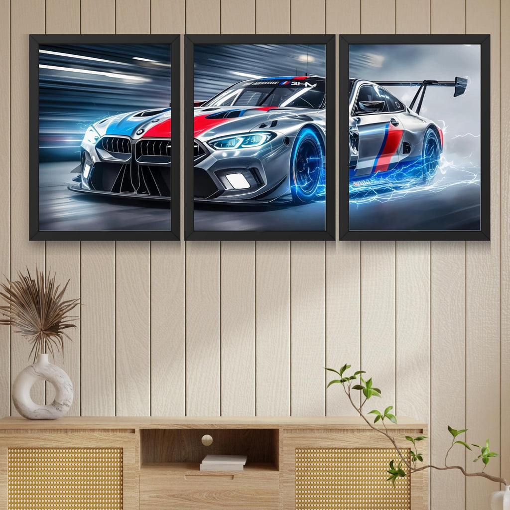 VENUXE ARTS Set Of 3 Big Sports Cars Framed Posters Gift Items for Boys Room Wall Decoration Bedroom Living Room Office Studio Décor | Car Poster Frame for Wall Décor