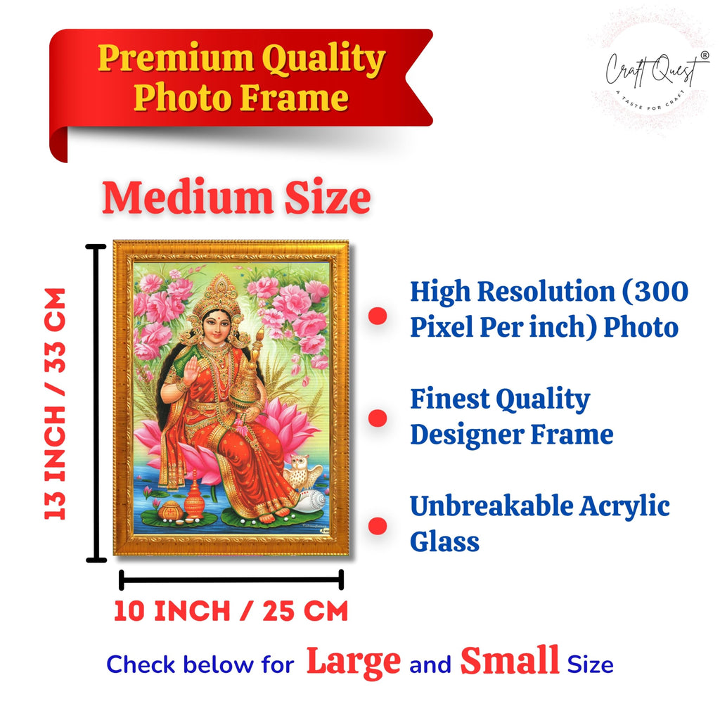 CRAFT QUEST Goddess Lakshmi Devi Dhana Vaibhav Laxmi Maa Wall Painting Framed Home Decor