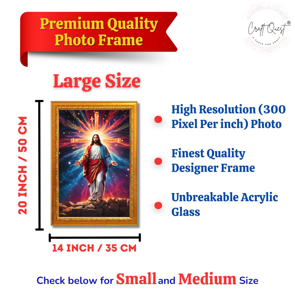 CRAFT QUEST Jesus Christ Photo Frame Jesus Wall Painting Spiritual Christian Wall Décor Item for Room and Prayer