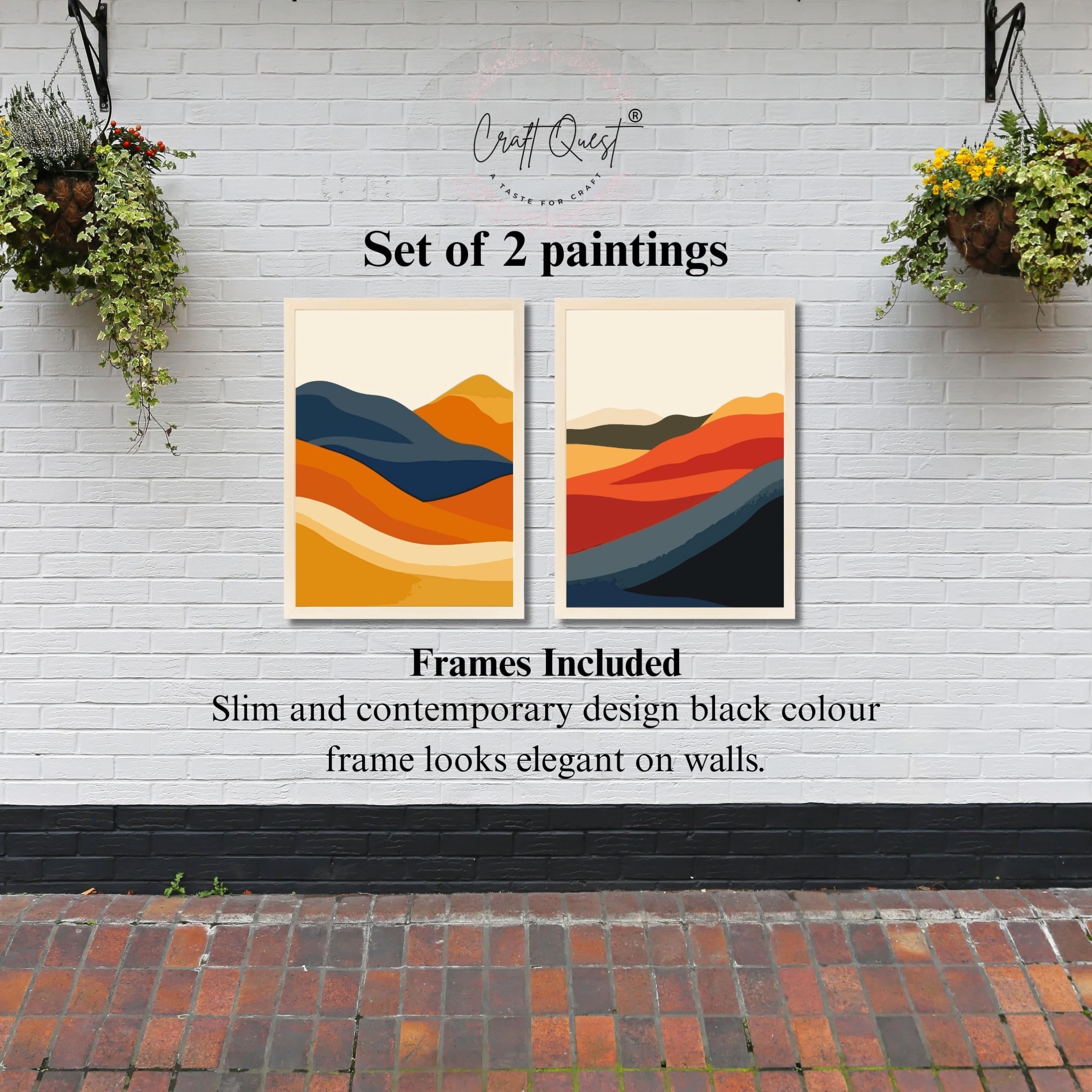 CRAFT QUEST Set of 2 piece Wall Art poster Frame Painting for Wall Decoration With Acrylic Glass, living room, Home Office, Restraunt
