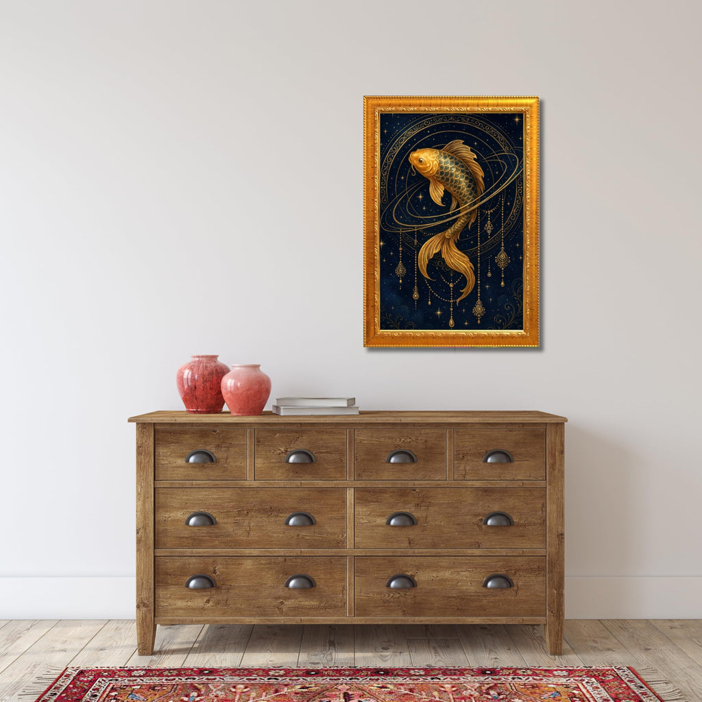 CRAFT QUEST Vastu Fishes Painting With Floating Frame Home Office Wall Decor | Paintings for Home Decoration, Living room, Bedroom and Office Décor