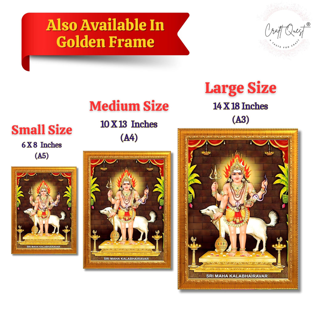 CRAFT QUEST Kala Bhairava Kaal Bhairav Baba Bairava Photo Frame | Hindu God Spiritual Framed | Ideal for Home, Office, Temple & Puja Room, Wall Decor