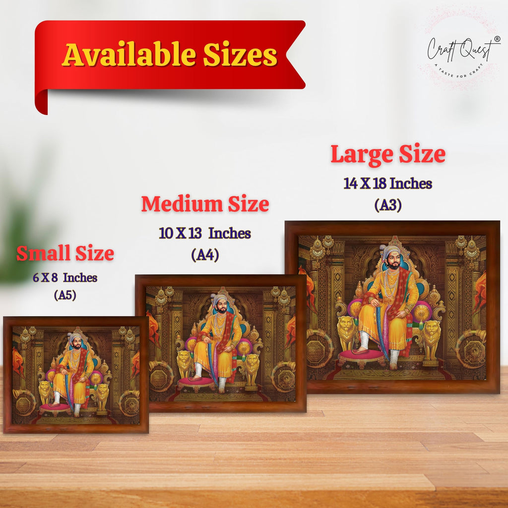 CRAFT QUEST Chhatrapati Shivaji Maharaj Wall Photo Frame | Lightweight | Home Decoration Item | Indian Historic Classic Painting Wall Art Best Gifting Option