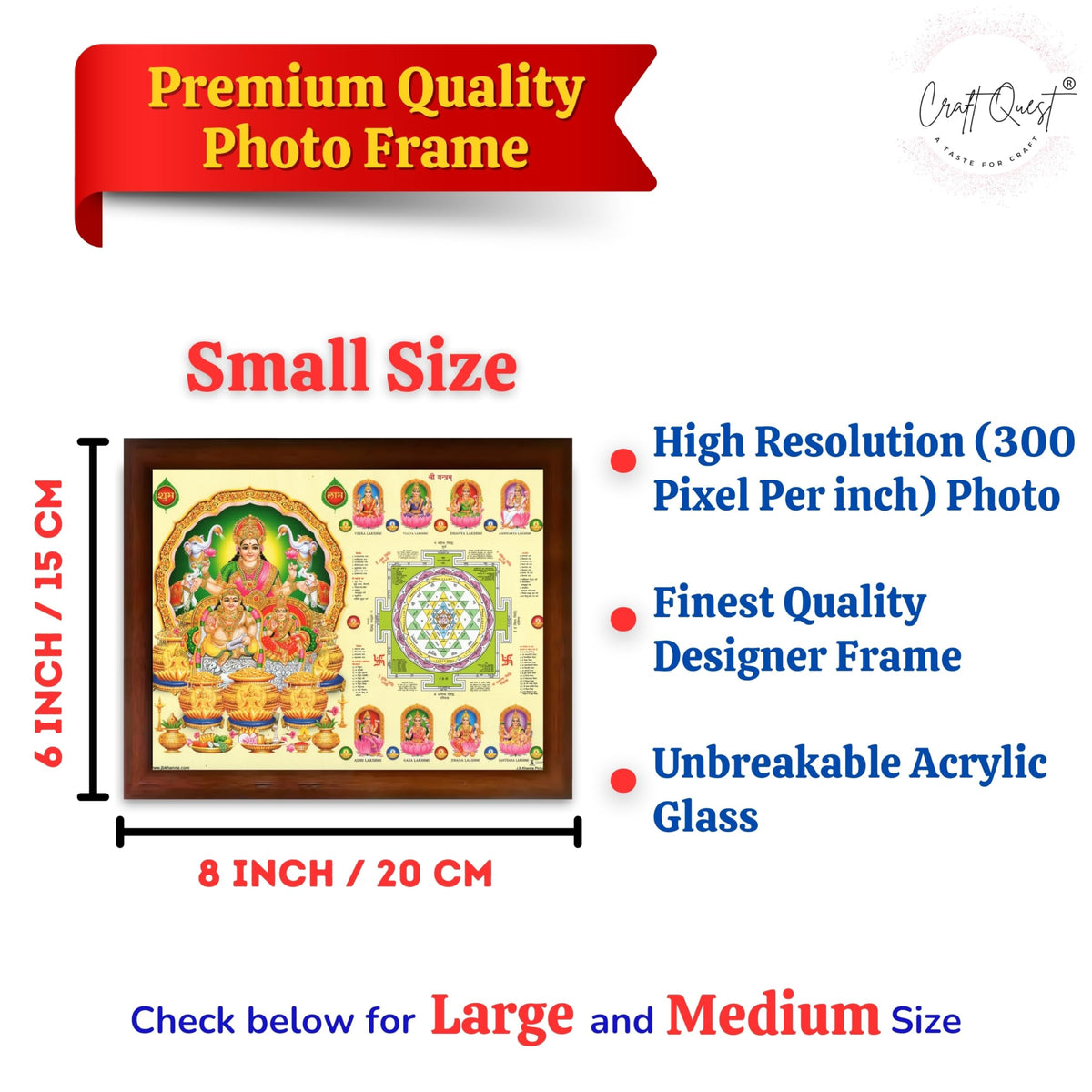 Ashta Lakshmi Devi Laxmi Sri Shri Shree Yantra Wall Painting Framed Home Décor and Ideal Spiritual Gift