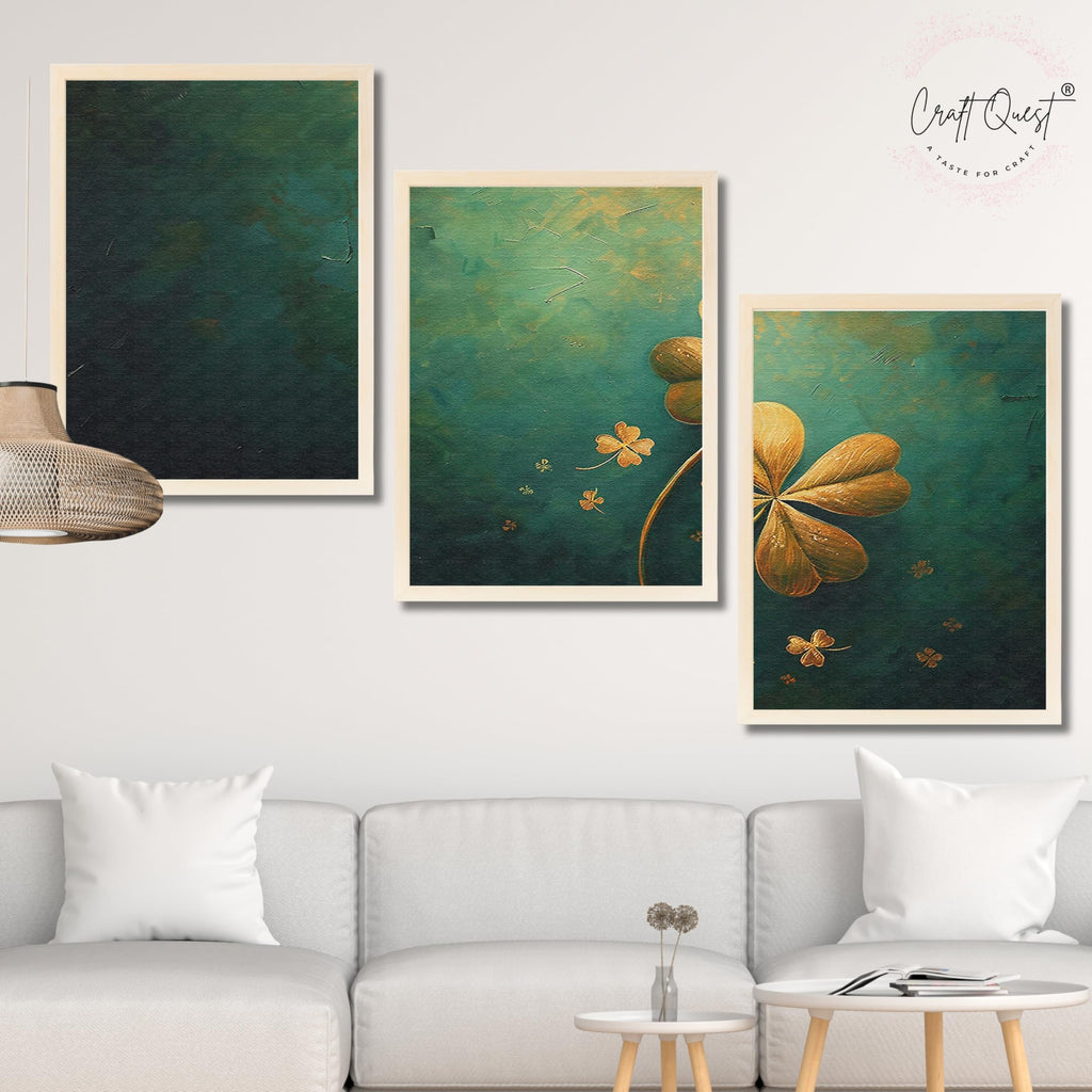 CRAFT QUEST Nature Inspired Flowers & Leaves Wall Art | Set of 3 Frames for Home Decoration | Ideal for Living Room, Bedroom & Offices