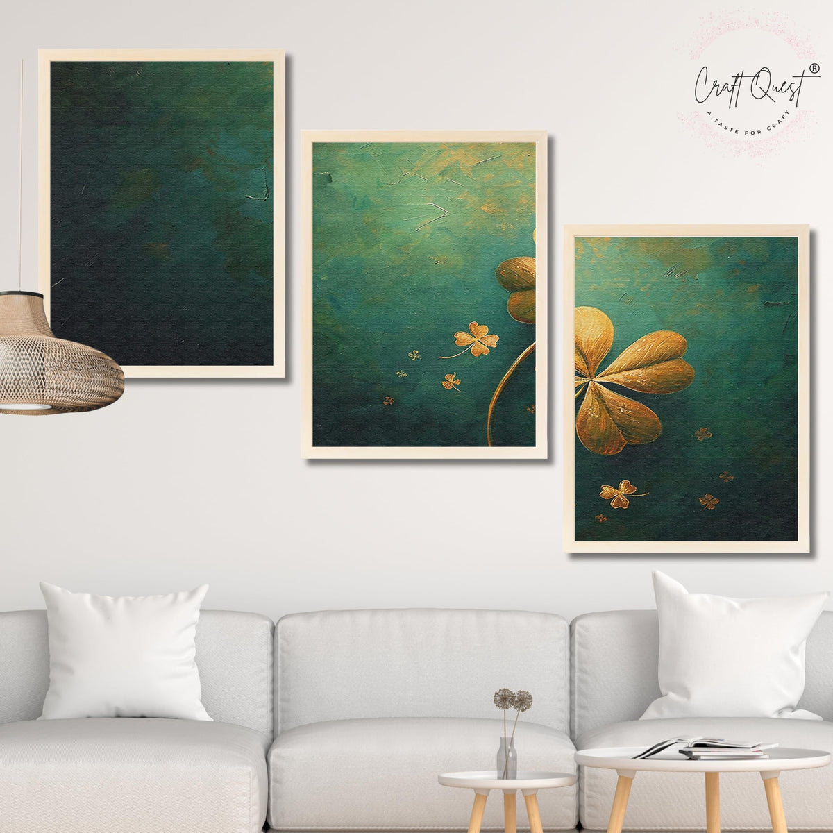 CRAFT QUEST Nature Inspired Flowers & Leaves Wall Art | Set of 3 Frames for Home Decoration | Ideal for Living Room, Bedroom & Offices