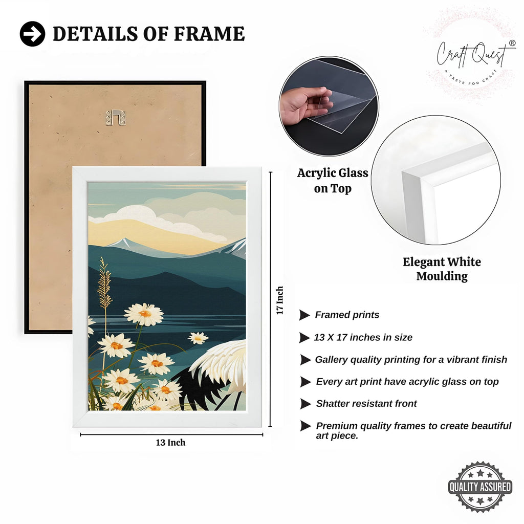 CRAFT QUEST Modern Of Lake & Mountains Wall Art | Set of 3 Frames for Home Decoration | Ideal for Living Room, Bedroom & Offices
