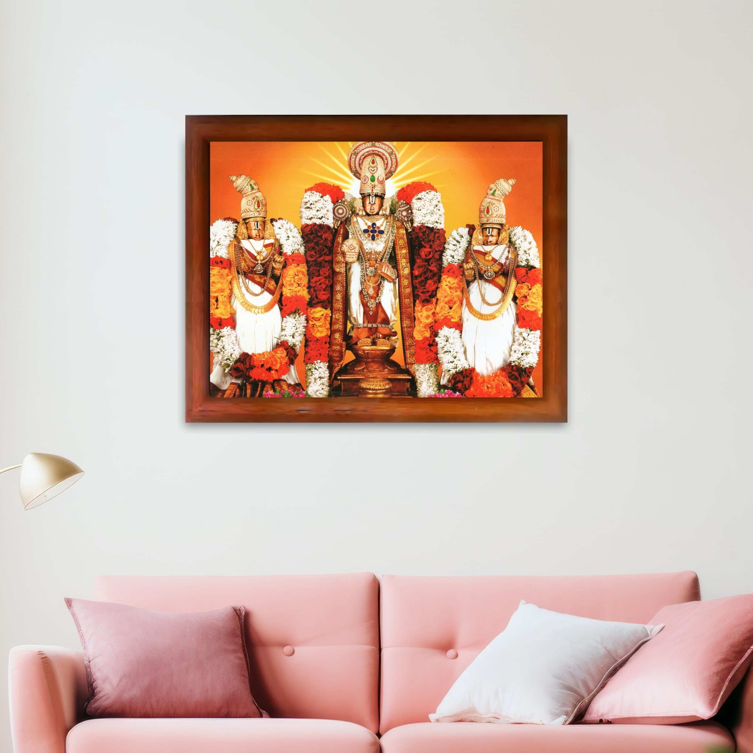 CRAFT QUEST Balaji Lakshmi Padmavati Venkateshwara Swamy Wall Photo Frame For Home, Temple, Pooja, Wall Décor Item