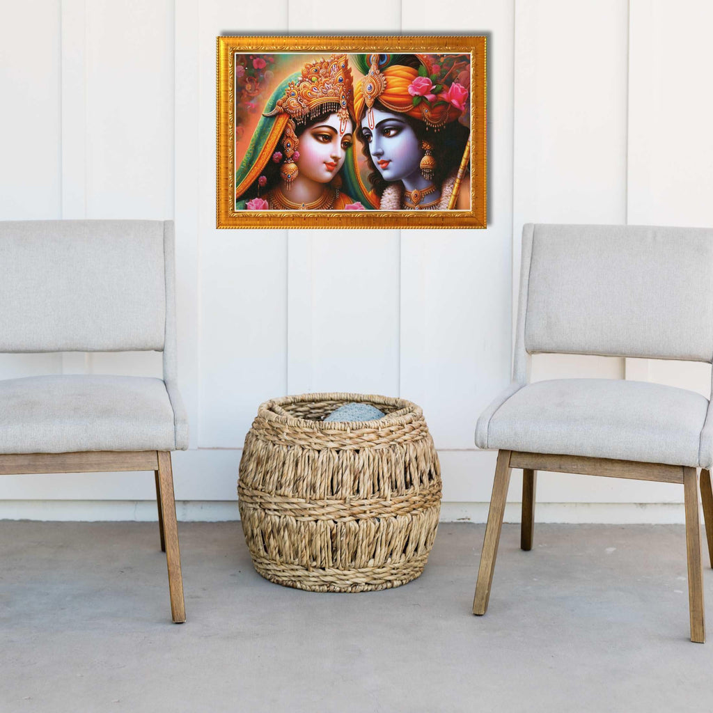 CRAFT QUEST Radha Krishna Art Photo Framed Painting for Home and Bedroom Wall Decoration of Size 14X10 Inches with Frame And Acrylic Glass RK210