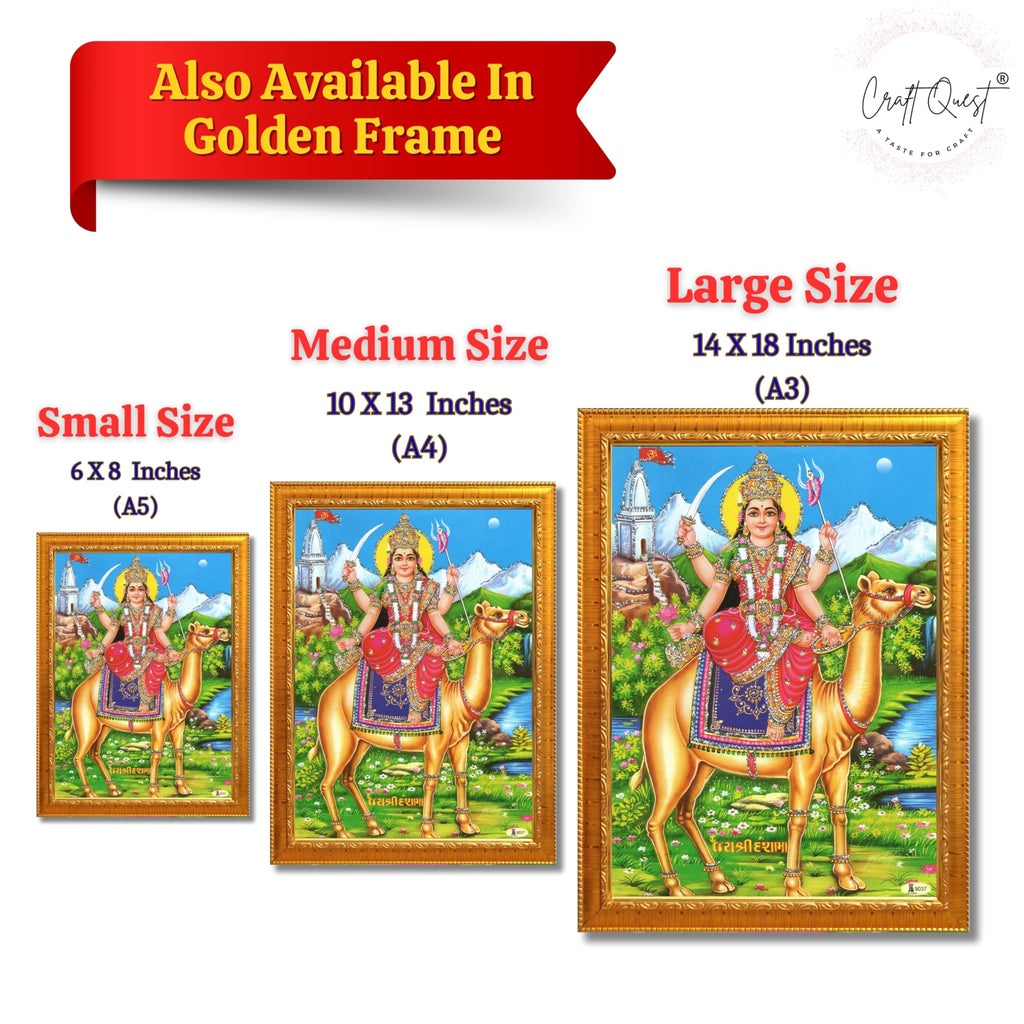 CRAFT QUEST Dasha Devi Mata Maa Shri Momai Dashamaa Wall Painting For Home Decor wooden framed