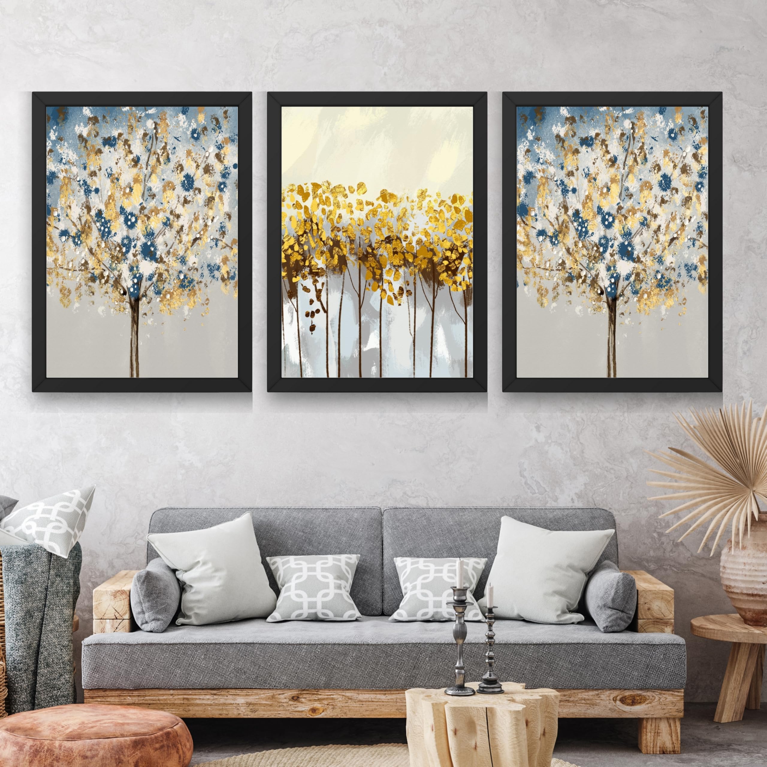 CRAFT QUEST Modern Art 3 SET Paintings Wall Art | Set of 3 Frames for Home Decoration | Ideal for Living Room, Bedroom & Offices