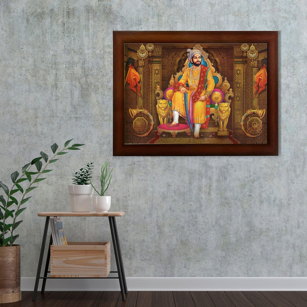 CRAFT QUEST Chhatrapati Shivaji Maharaj photo frame for Home Decorative items with synthetic frame