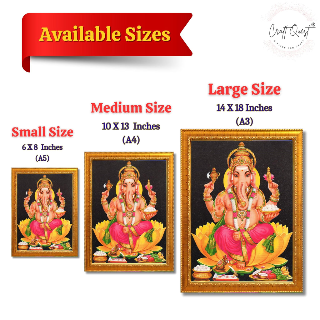 CRAFT QUEST Lord Ganesha Ganpati ji Modern Wall Painting With Frame For Home and Office Decor,