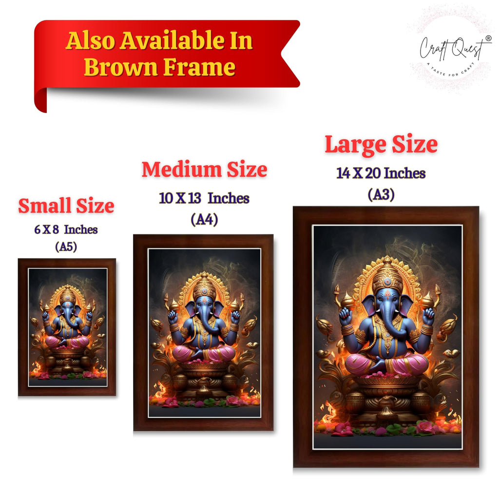 CRAFT QUEST God Ganpati Modern Wall Art Painting With Frame For Pooja,Office and Home Decor Item