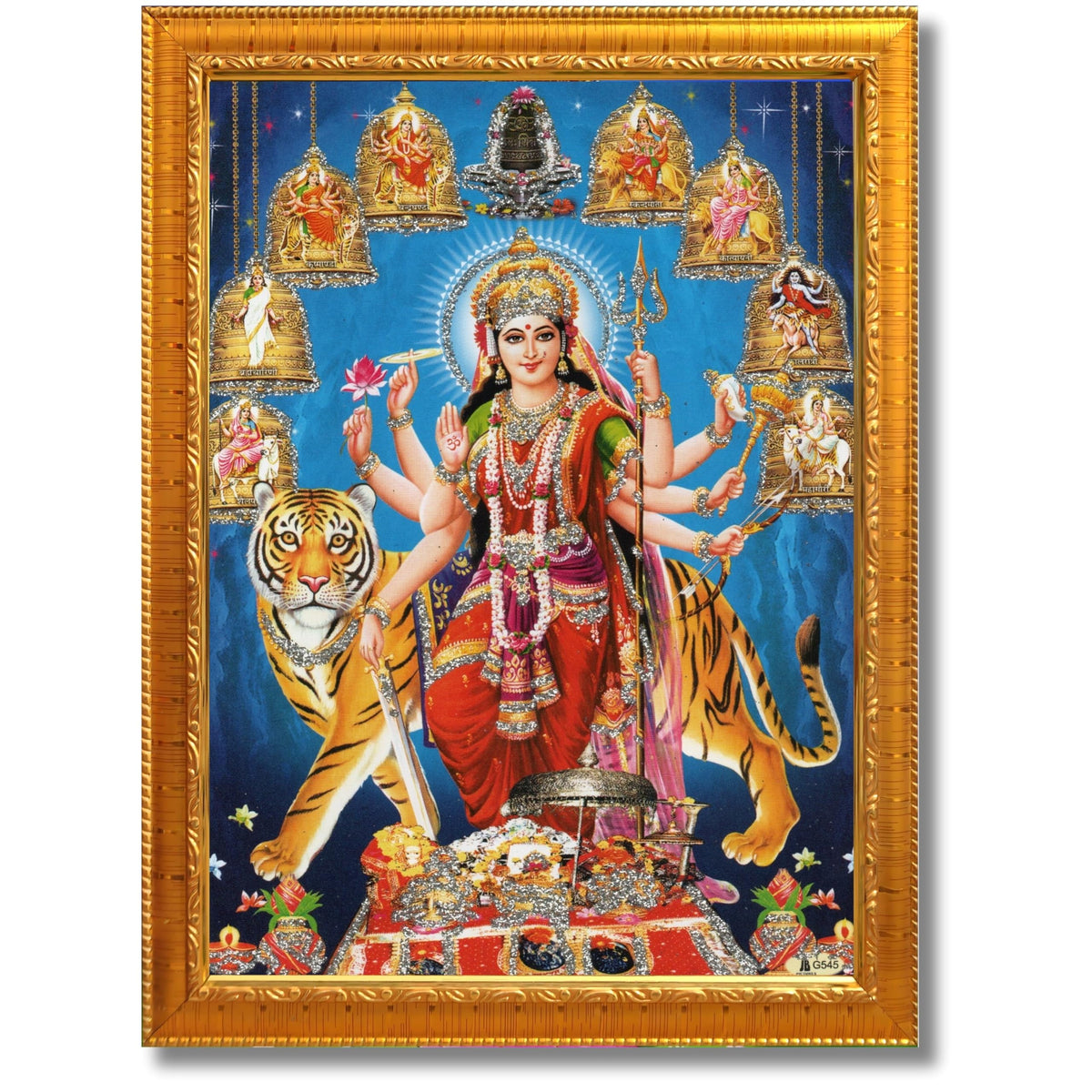 CRAFT QUEST Durga Maa MataJi Goddess Navdurga Durga Wall Painting Framed Home and Pooja Décor Item