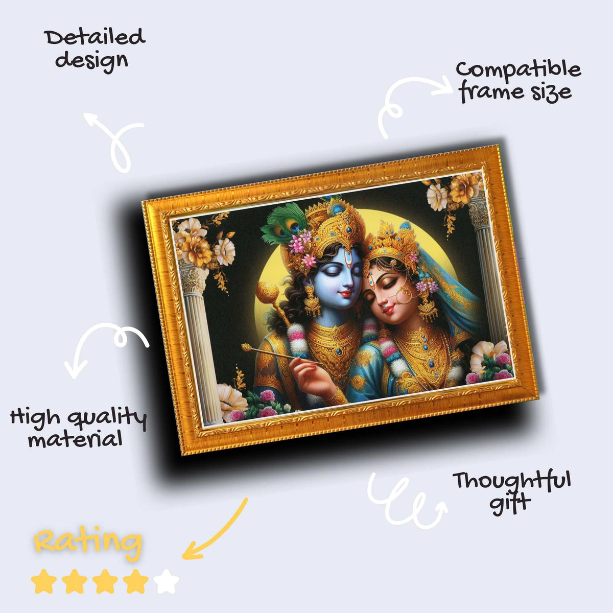 CRAFT QUEST Radha Krishna Art Photo Framed Painting for Home and Bedroom Wall Decoration of Size 14X10 Inches with Frame And Acrylic Glass RK207