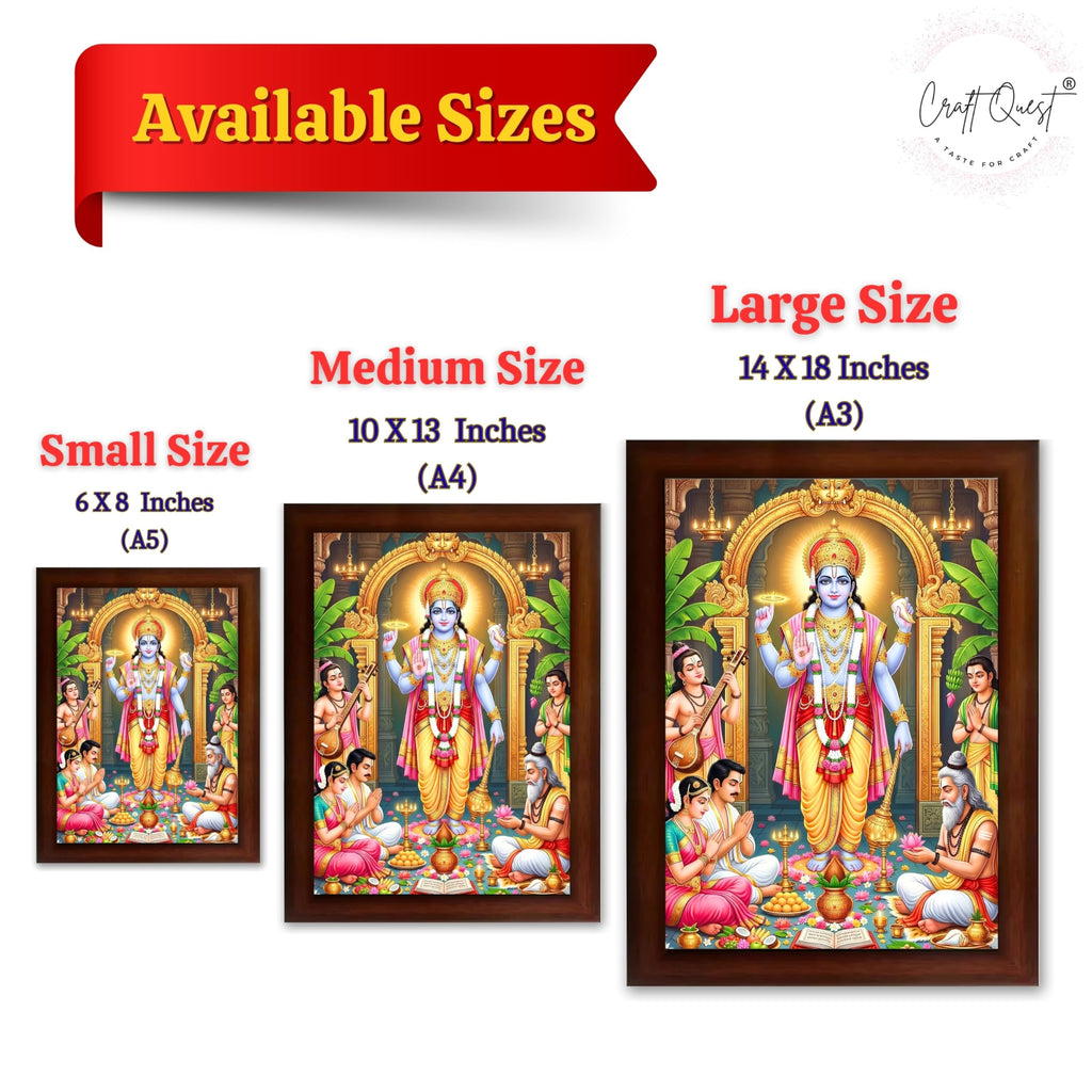 CRAFT QUEST Satyanarayana Swamy Hindu God Satyanarayan Photo Frame | Religious Photo Frame | Ideal for Home, Office, Temple & Puja Room, Wall Decor Item
