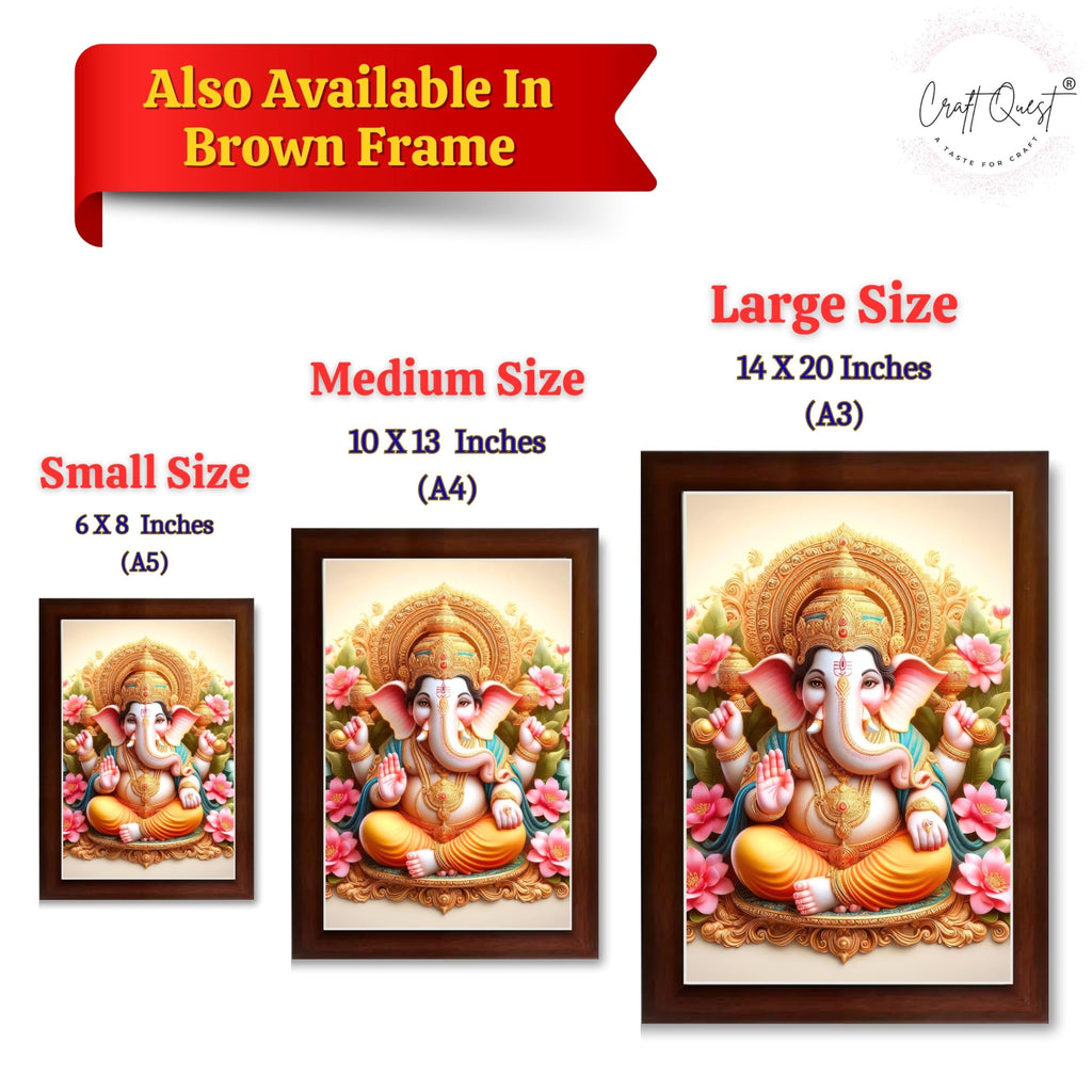 CRAFT QUEST Lord Ganesha Ganpati ji Abstract Modern Wall Painting With Frame For Home and Pooja,Office Décor Items