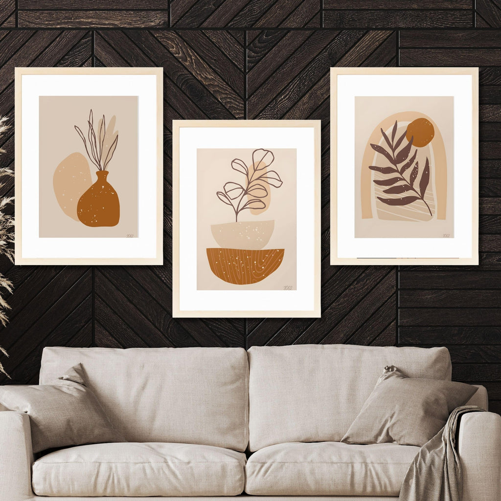 CRAFT QUEST Wall Art Decor Paintings | Set of 3 FLORAL Wall Art Frames for Home Decoration | Ideal for Living Room, Bedroom & Offices