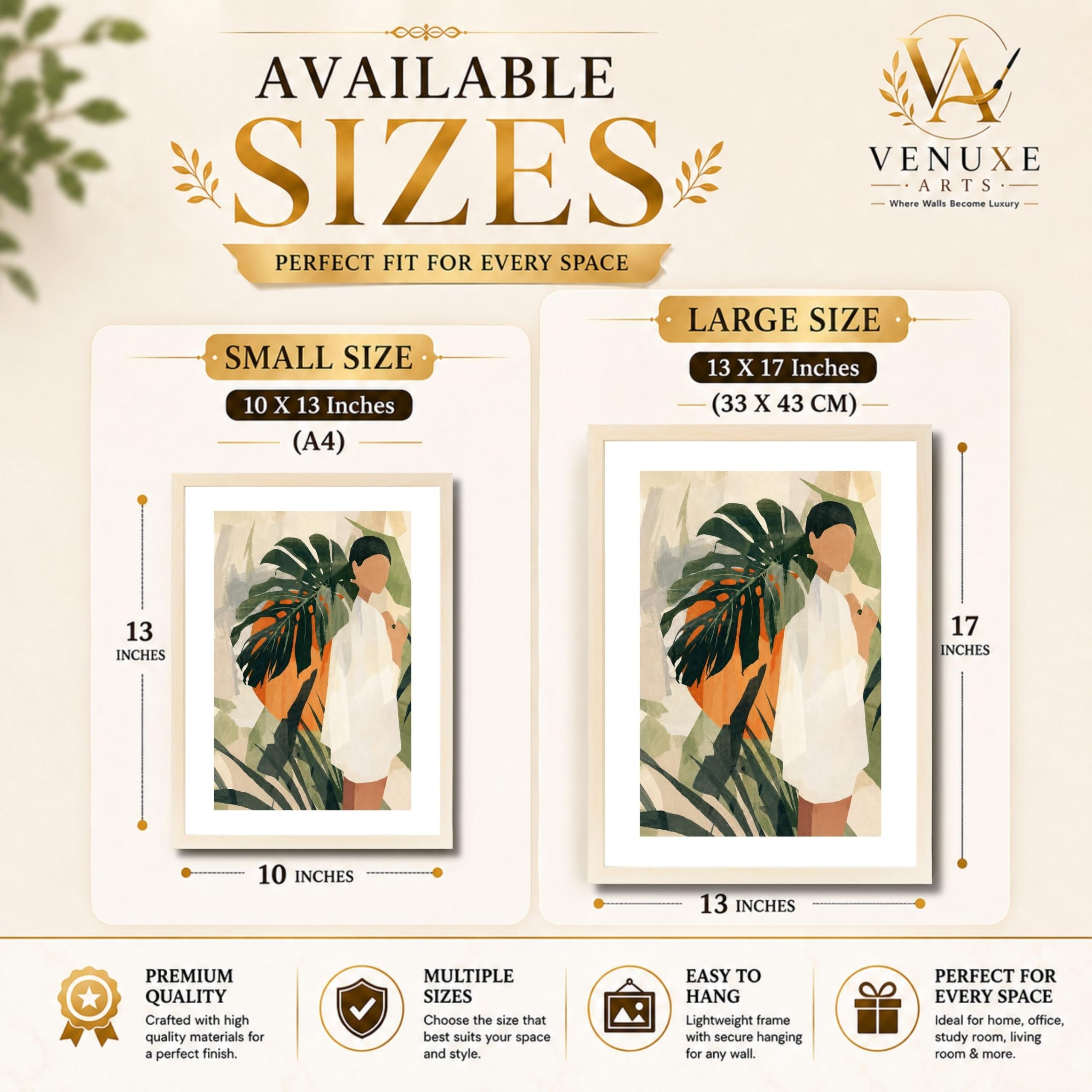 VENUXE ARTS Womens Contemporary Wall Art Posters for Home, Office, Study & Bedroom | Ready to Hang Framed Wall Decor | Positive Quote Prints | Gift for Friends & Family