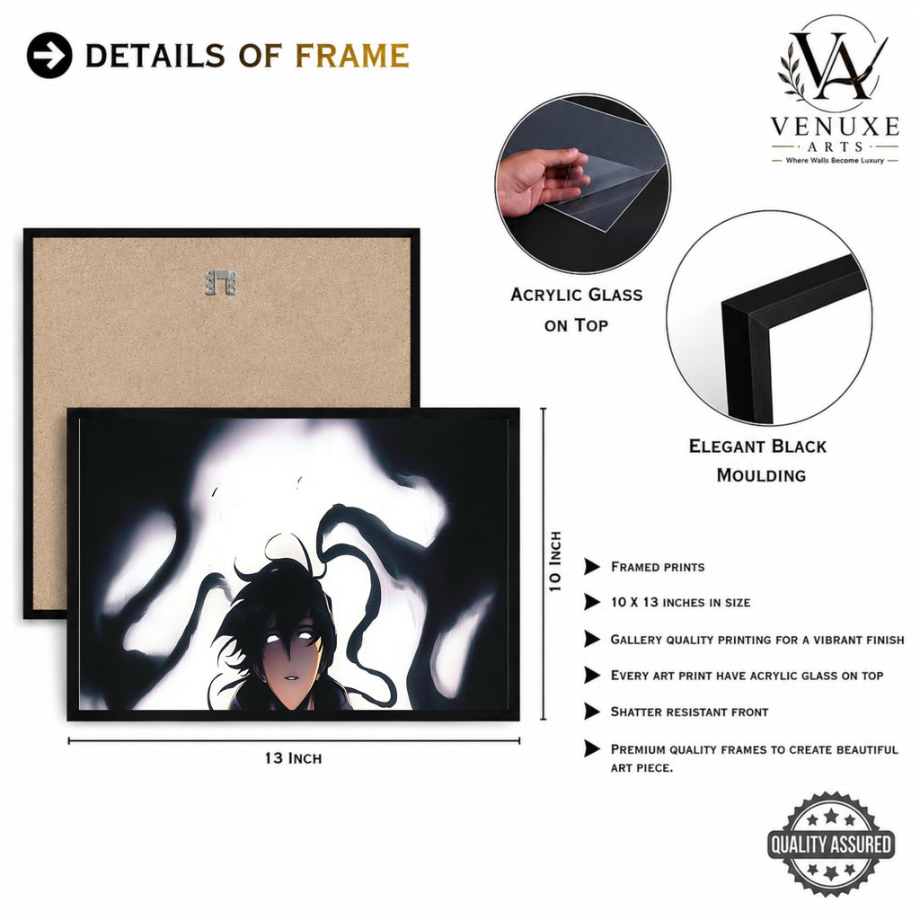 VENUXE ARTS Set Of 3 Anime Characters Wall Framed |Anime Characters Framed Poster for Living Room Bedroom Gaming Room Studio Wall Decor