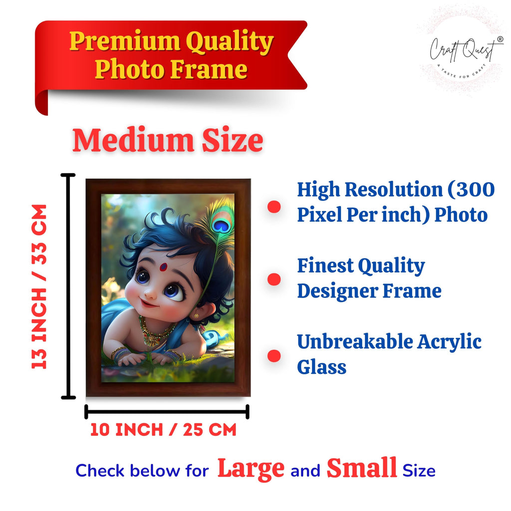 CRAFT QUEST Bal Gopal Painting Kanha Ji Poster | Laddu Lord Makhan Chor | Walls Home Bedroom Living Room Decoration Gift.
