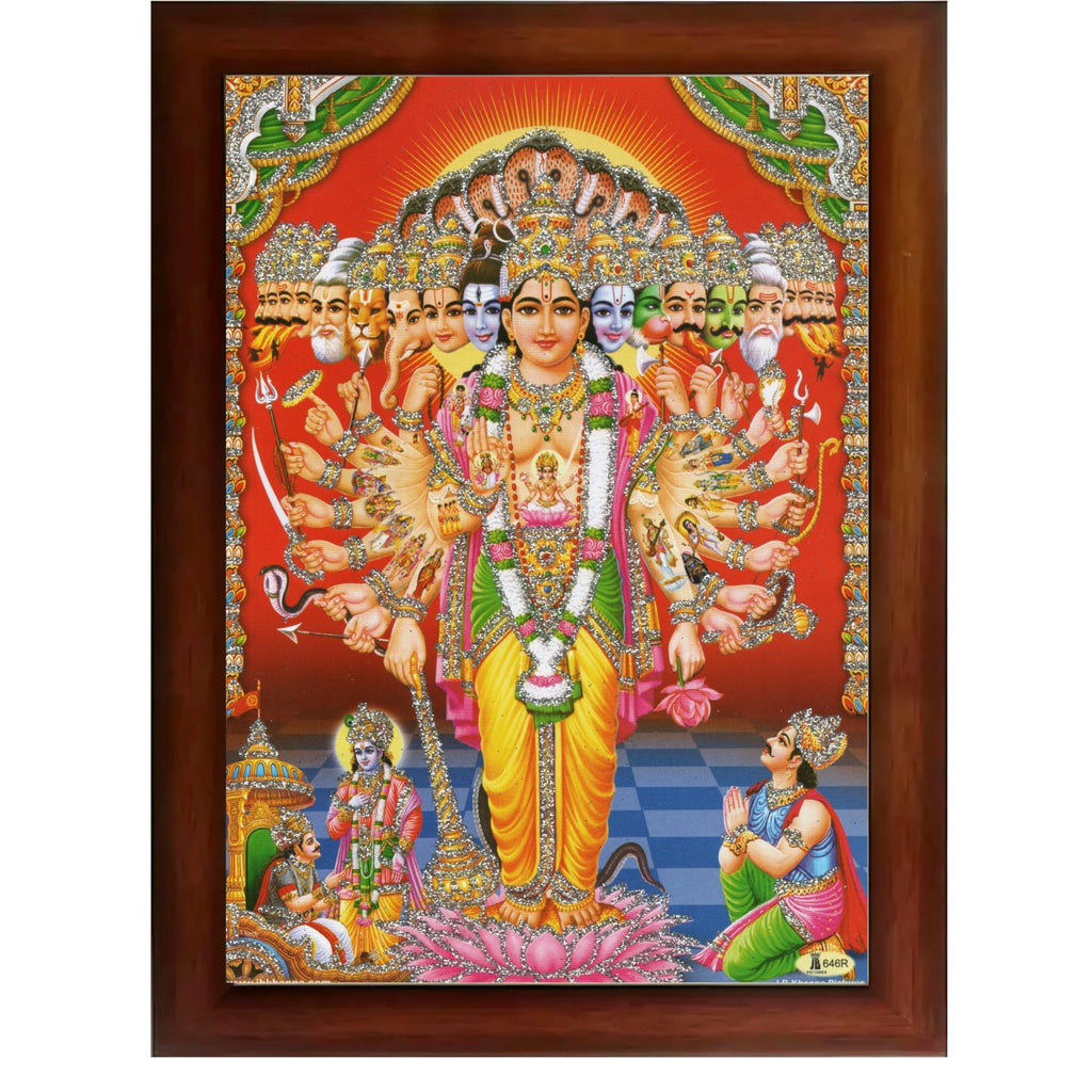 CRAFT QUEST Lord Vishnu Lakshmi Devi Laxmi Narayan Ji Wall Painting Framed Home and Pooja Room Décor