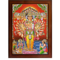 CRAFT QUEST Lord Vishnu Lakshmi Devi Laxmi Narayan Ji Wall Painting Framed Home and Pooja Room Décor