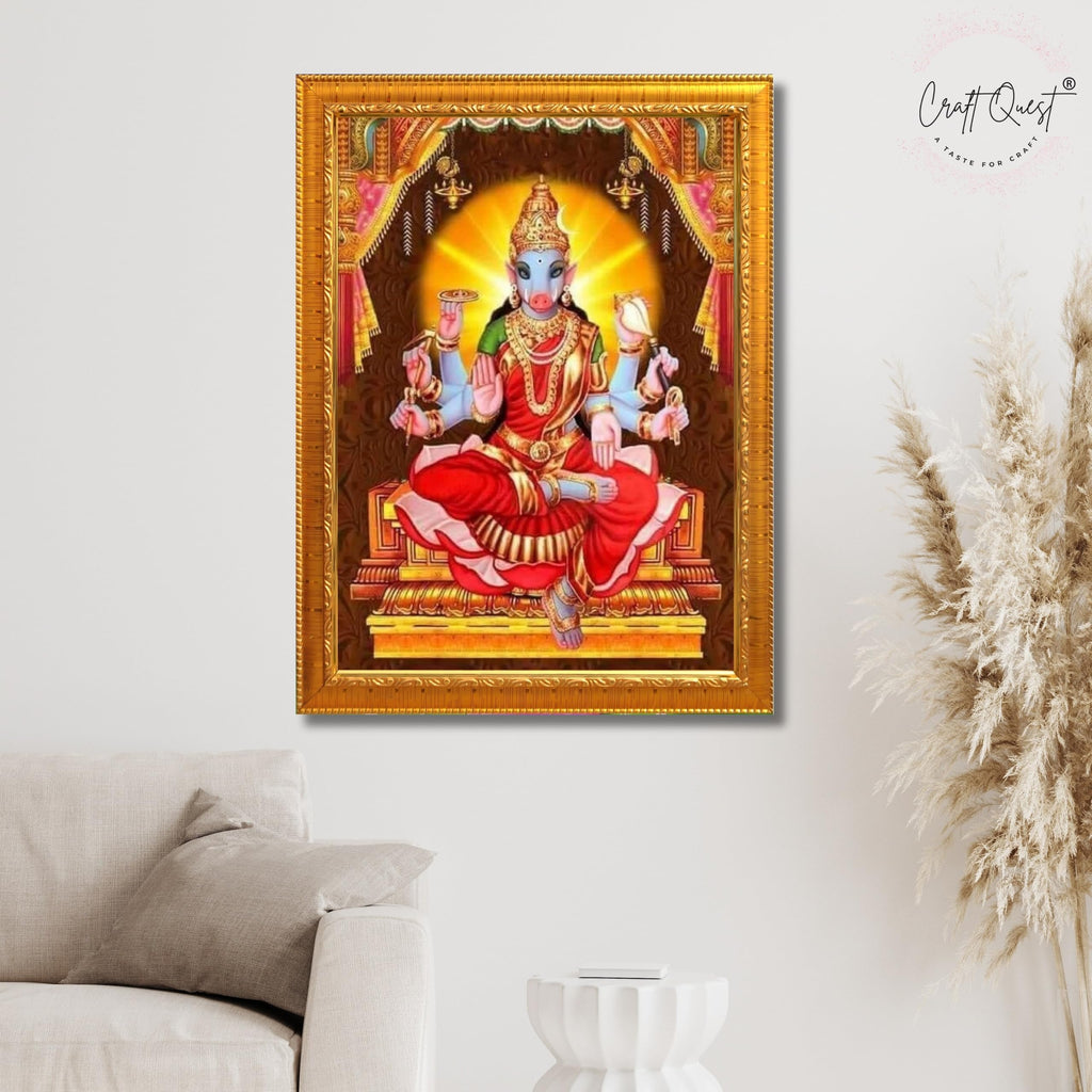 CRAFT QUEST God Varahi Amman Photo Varahi Wall Painting Photo Frame With Acrylic Glass| South Devi God Frame for Home, Office, Temple & Gifting