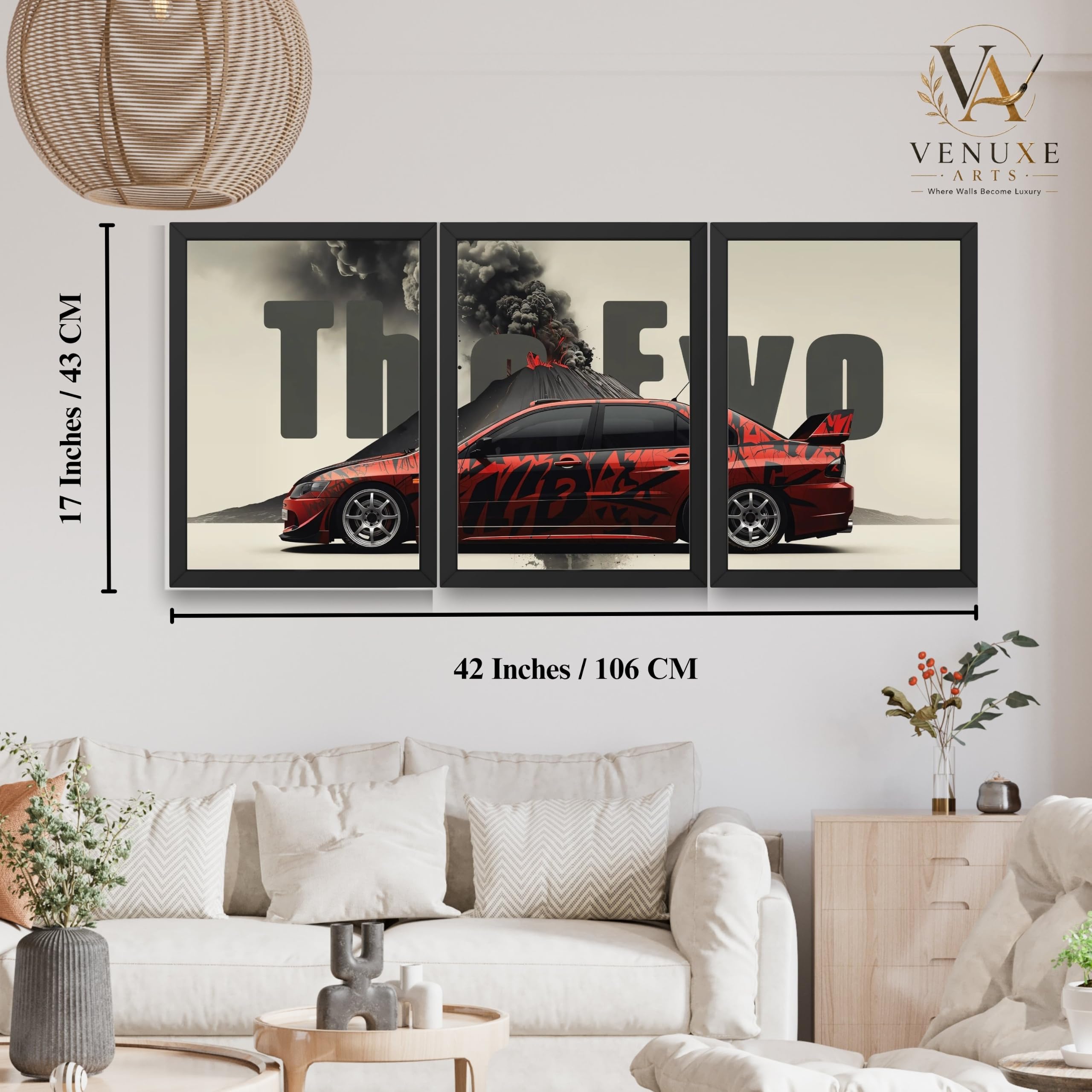 VENUXE ARTS Set Of 3 Big Sports Cars Framed Posters Gift Items for Boys Room Wall Decoration Bedroom Living Room Office Studio Décor | Car Poster Frame for Wall Décor