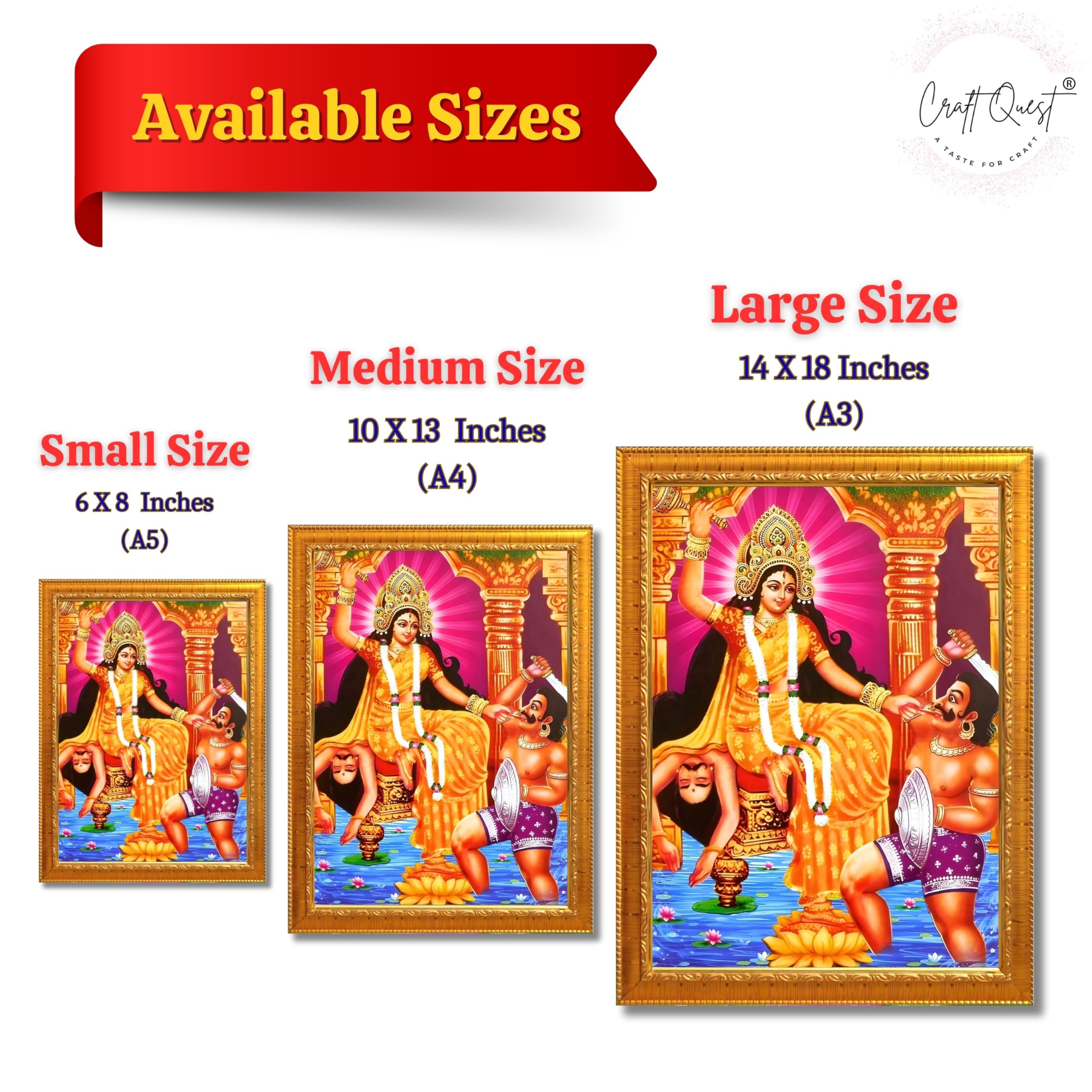 CRAFT QUEST Baglamukhi maa/mata Photo Frame | Hindu God Spiritual Framed | Ideal for Home, Office, Temple & Puja Room, Wall Decor