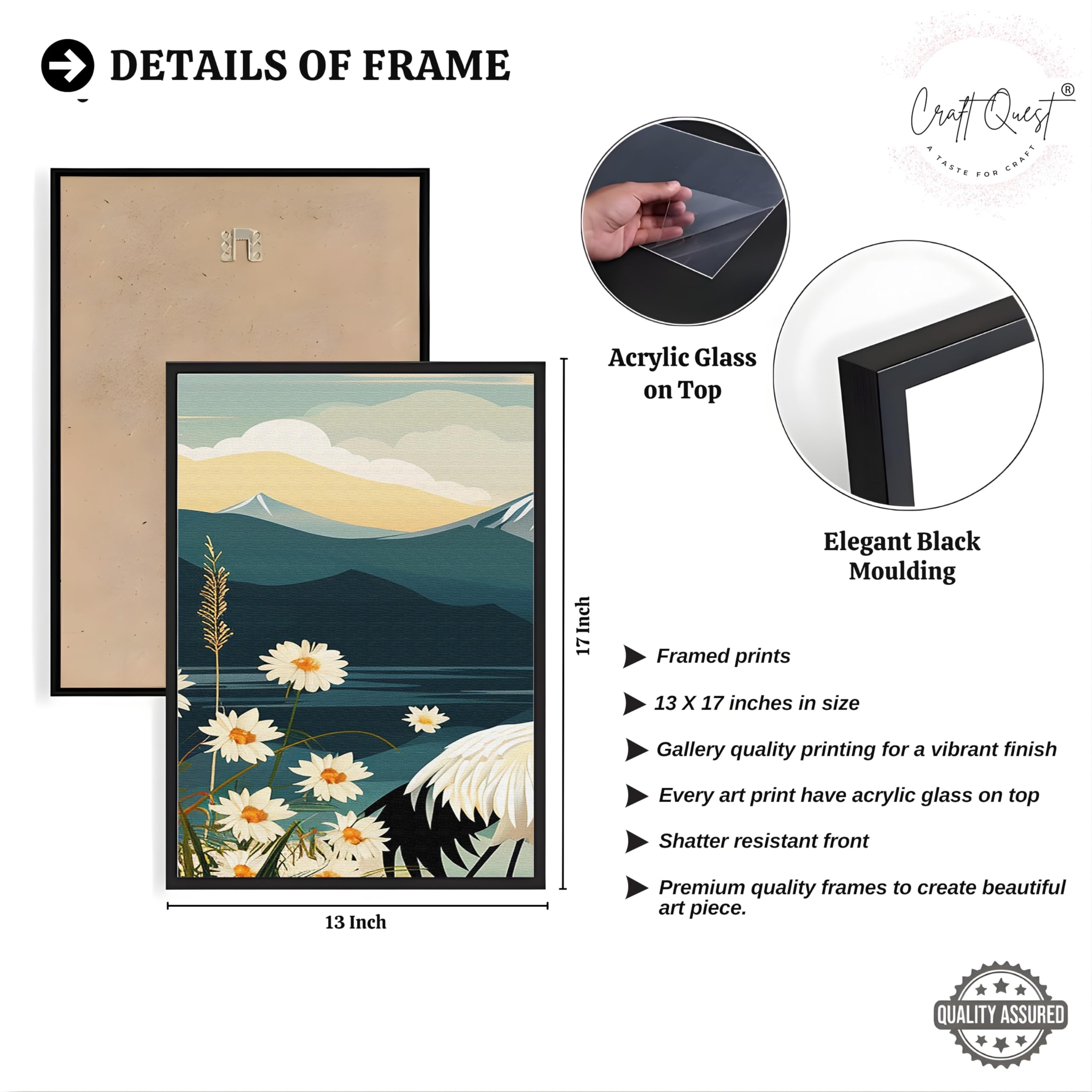 CRAFT QUEST Modern Of Lake & Mountains Wall Art | Set of 3 Frames for Home Decoration | Ideal for Living Room, Bedroom & Offices
