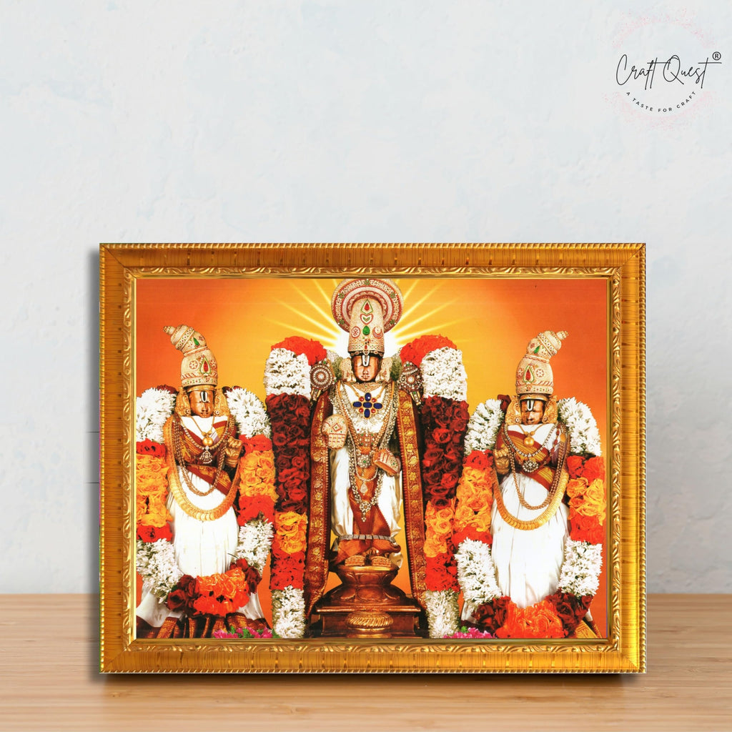 CRAFT QUEST Balaji Lakshmi Padmavati Venkateshwara Swamy Wall Photo Frame For Home, Temple, Pooja, Wall Décor Item