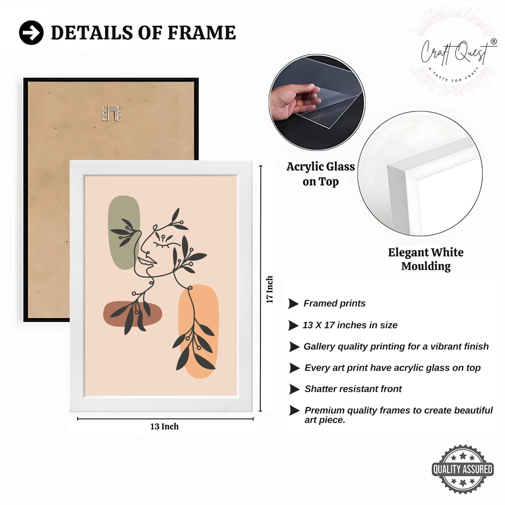CRAFT QUEST Wall Art Decor Paintings | Set of 3 BOHO Wall Art Frames for Home Decoratio | Ideal for Living Room, Offices & Bedroom