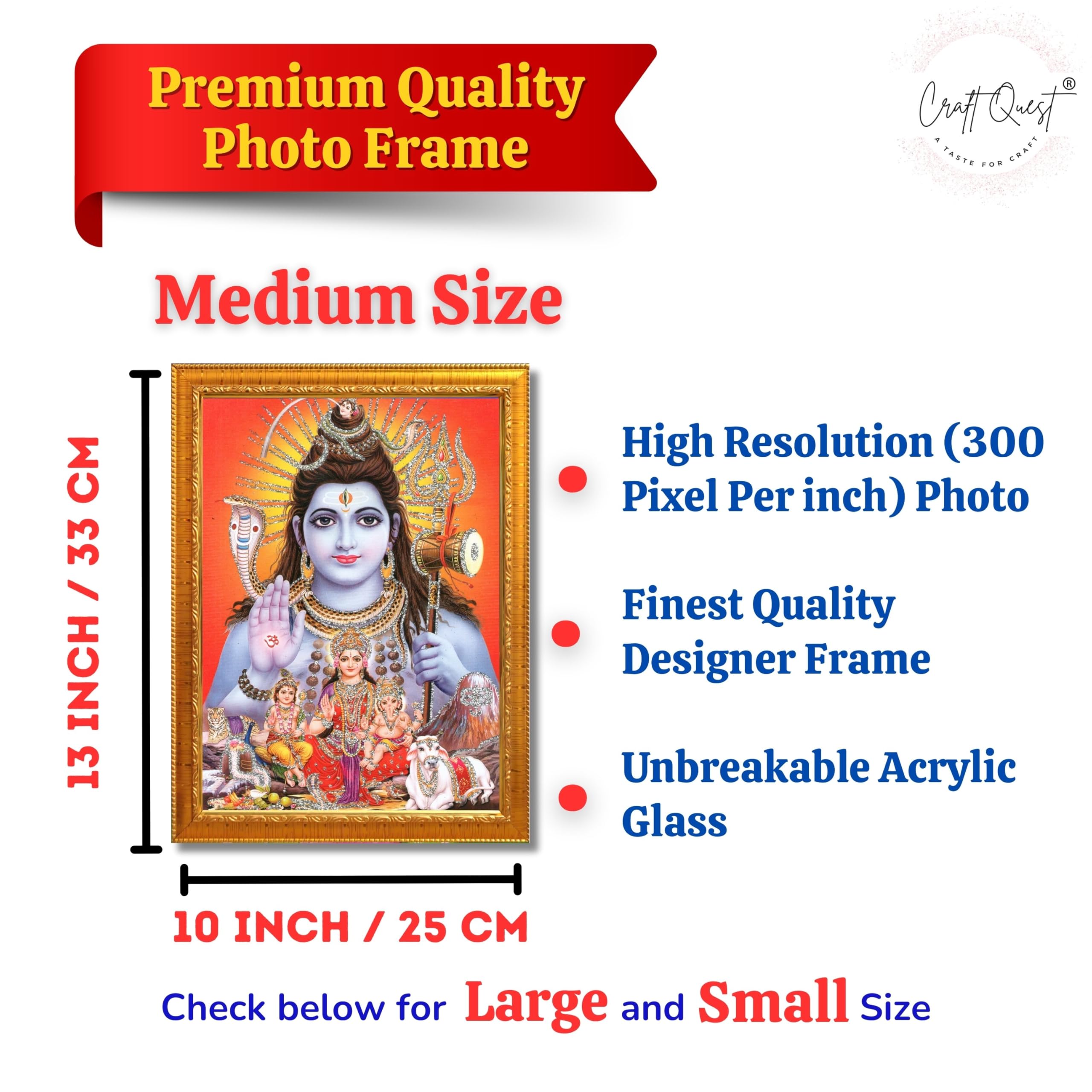 CRAFT QUEST God Shiv Ji Shiva Wall Painting | Premium Framed Hindu God Wall Art | Spiritual Mahadev Poster for Living Room, Bedroom, Office, Meditation, Pooja & Temple Décor Item |