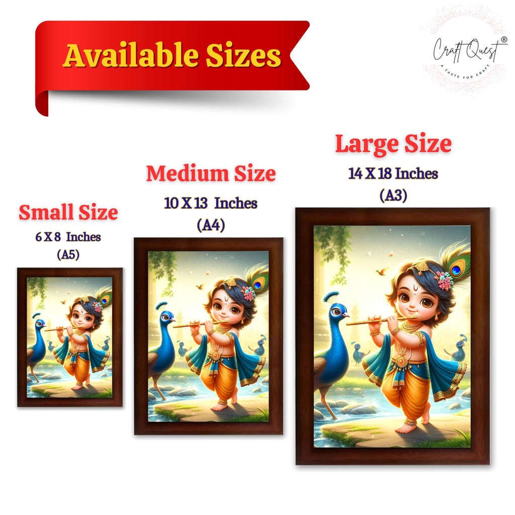 CRAFT QUEST Bal Gopal Makhan Chor Wall Photo Frame | Hindu God Kanha Devotional Home Decor | Pooja Room, Living Room, Gift Item